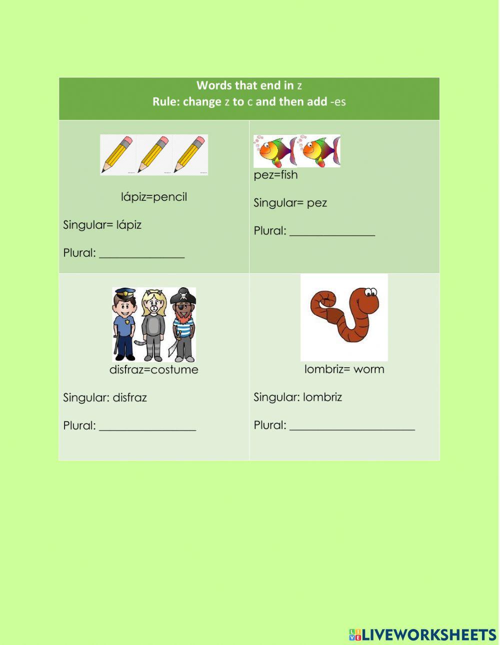 Plurales en español