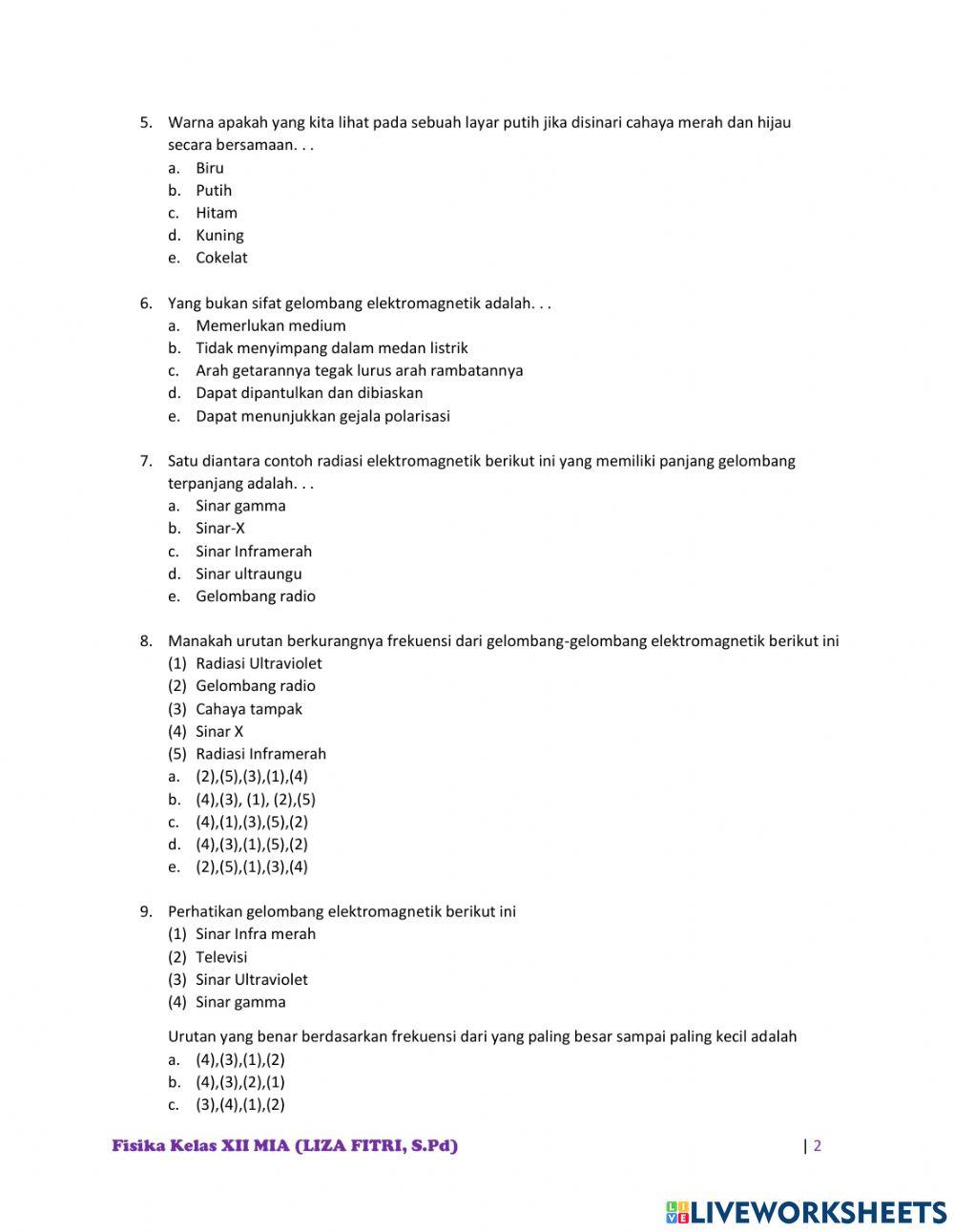 Soal Ulangan Fisika Kelas 12