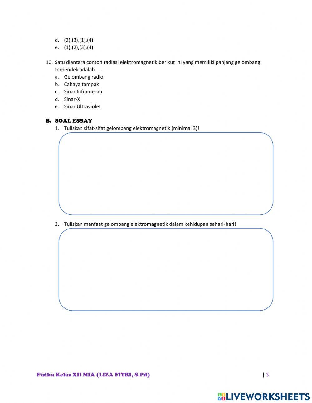 Soal Ulangan Fisika Kelas 12
