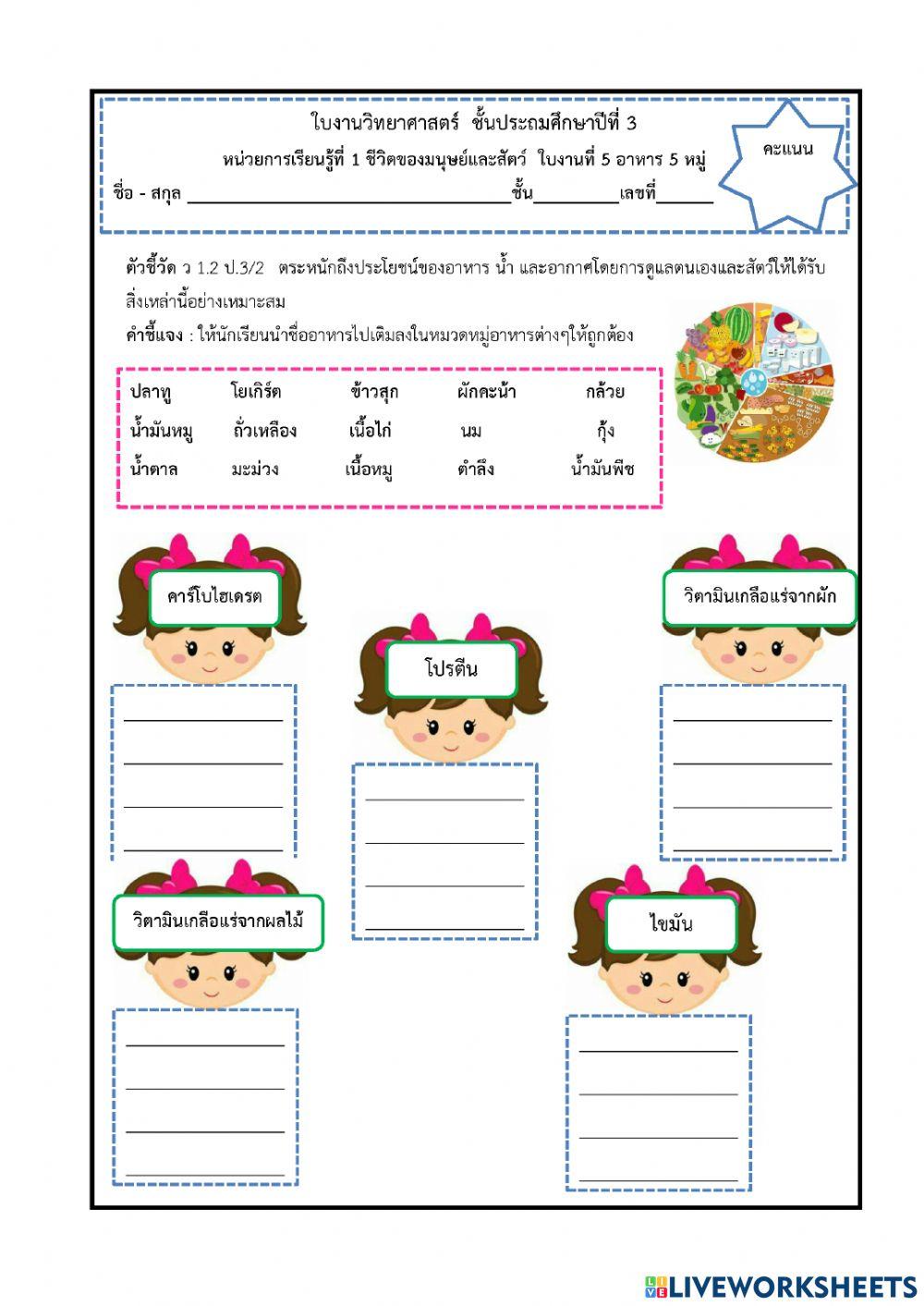 ใบงานที่5สารอาหาร