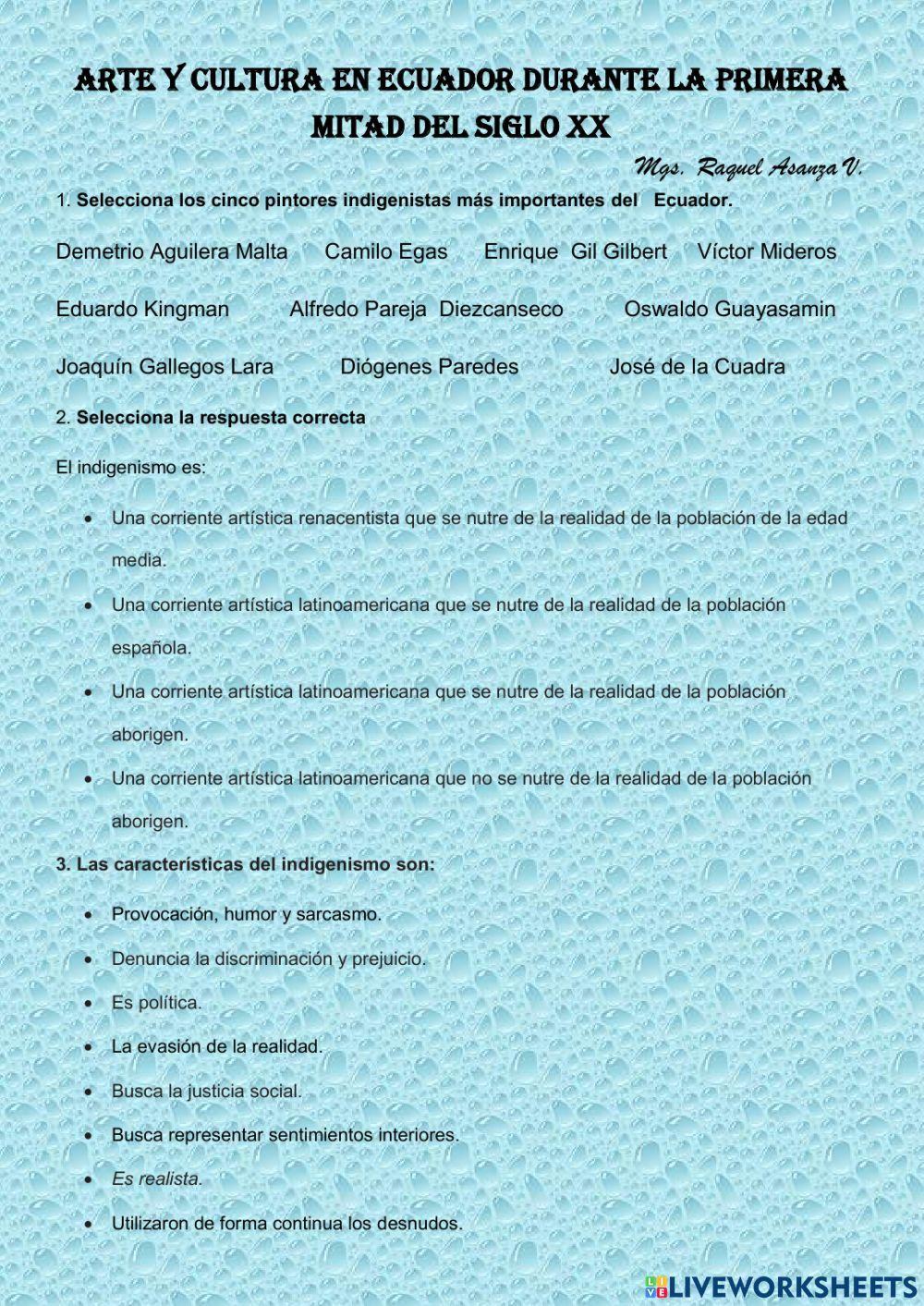 Arte y cultura en Ecuador durante la primera mitad del siglo XX