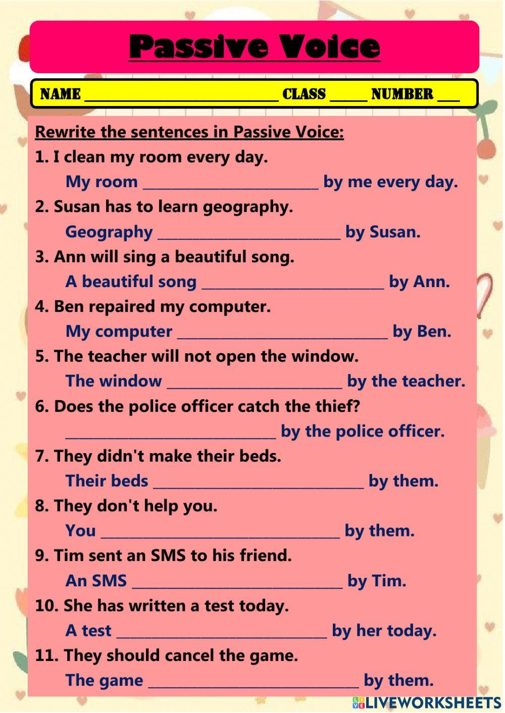 Passive voice 5 tences
