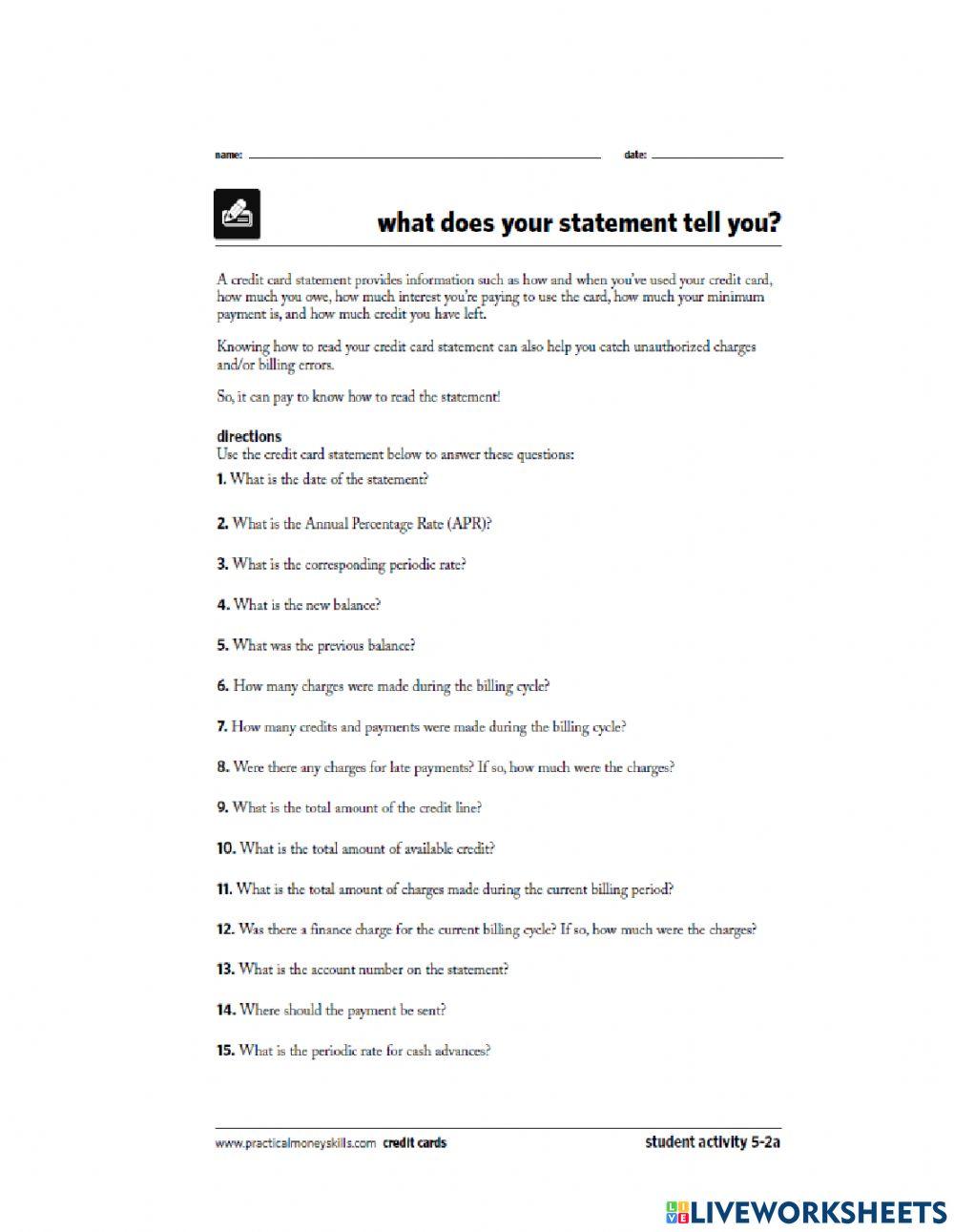 credit card statement 1-21