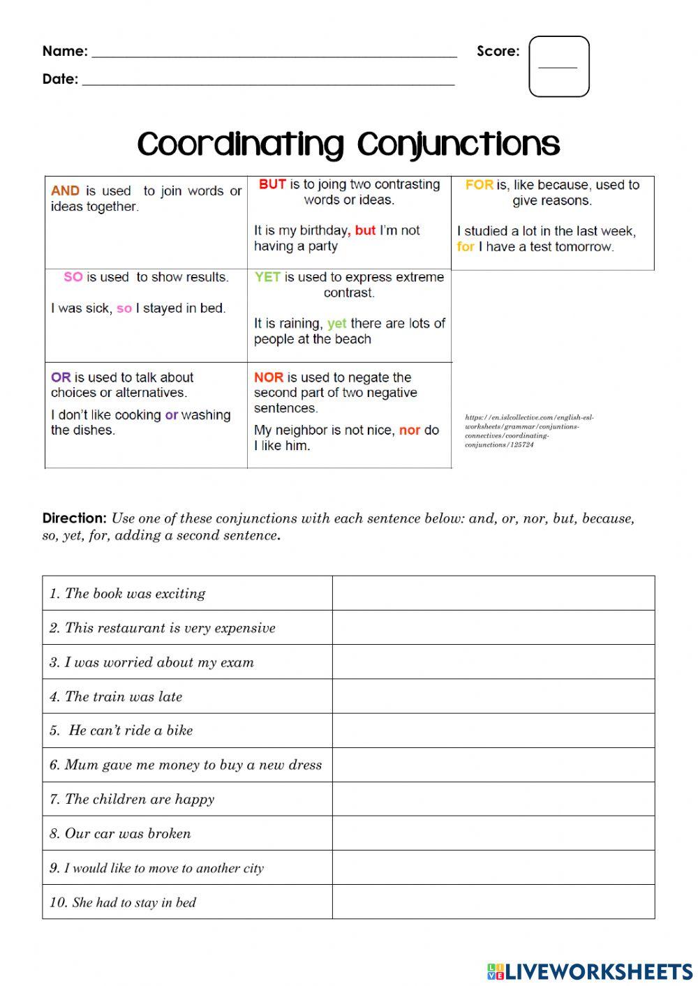 Coordinating Conjunctions and Reading C...
