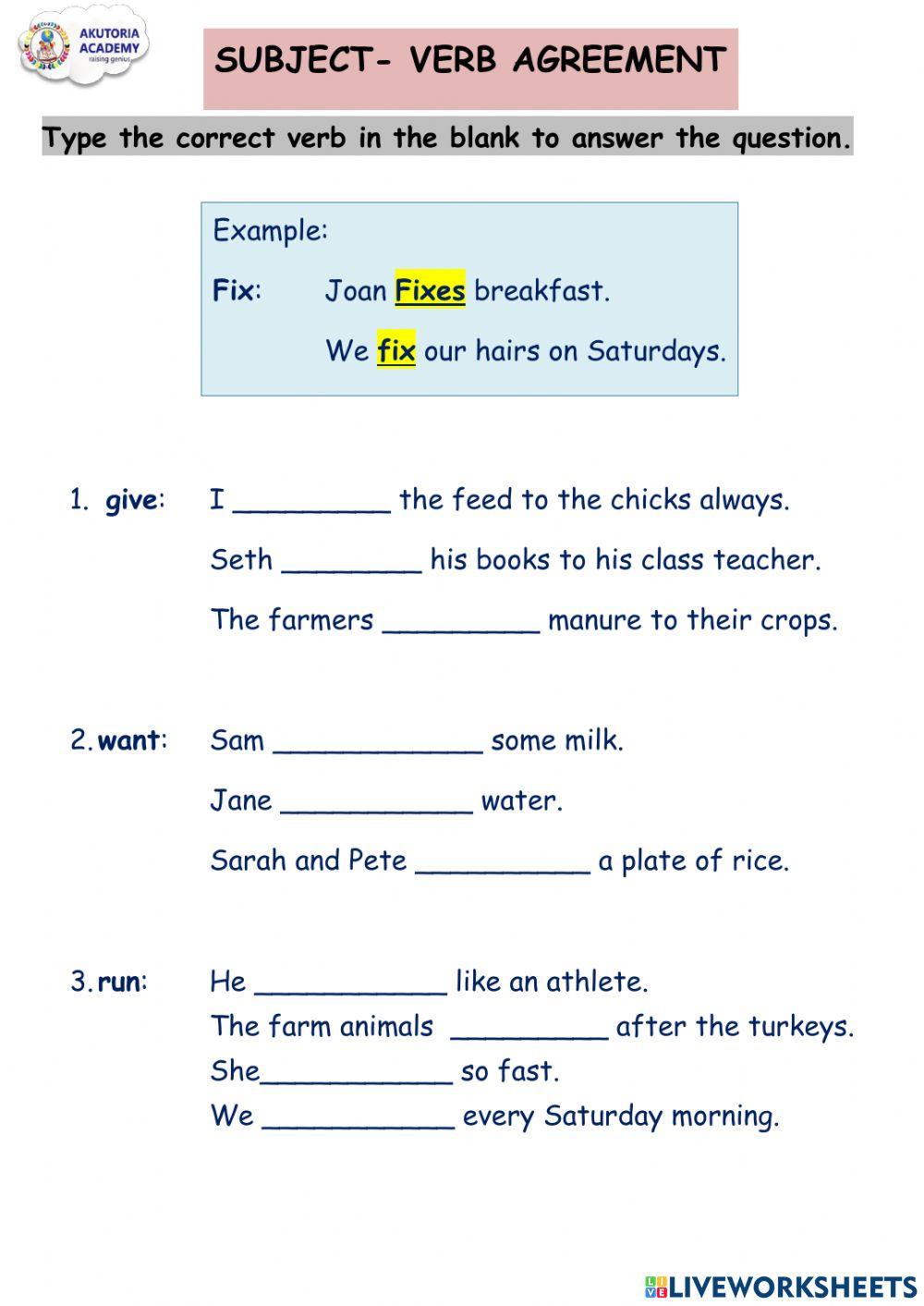 Subject - Verb Agreement