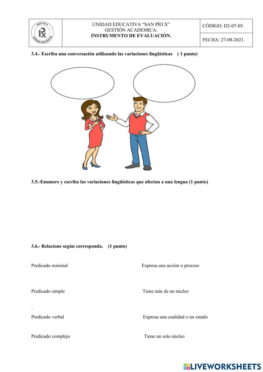 Evaluación 2do parcial primer quimestre