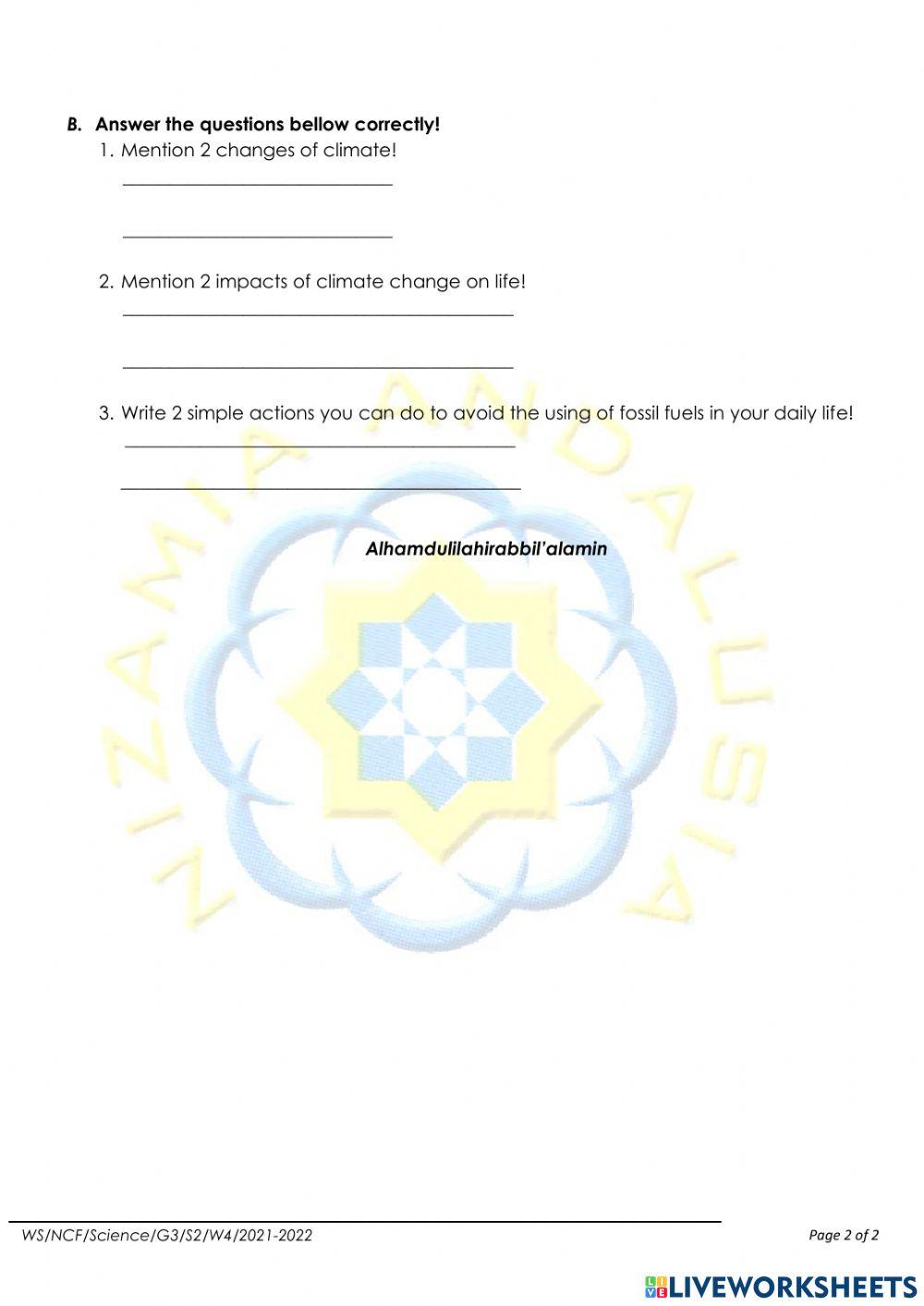 Impact of climate change on life