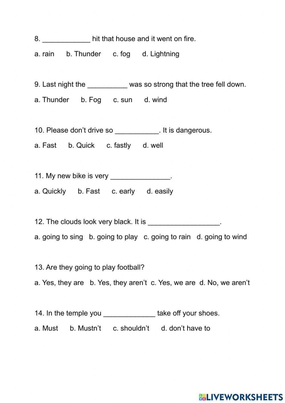 M2 - Mid-Term (2) - Basic English - Multiple Choice