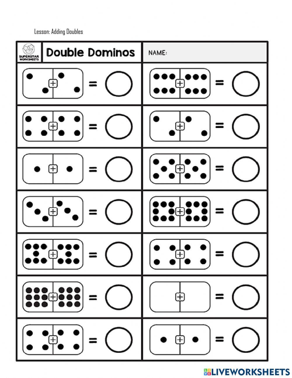 Adding doubles Live Worksheets