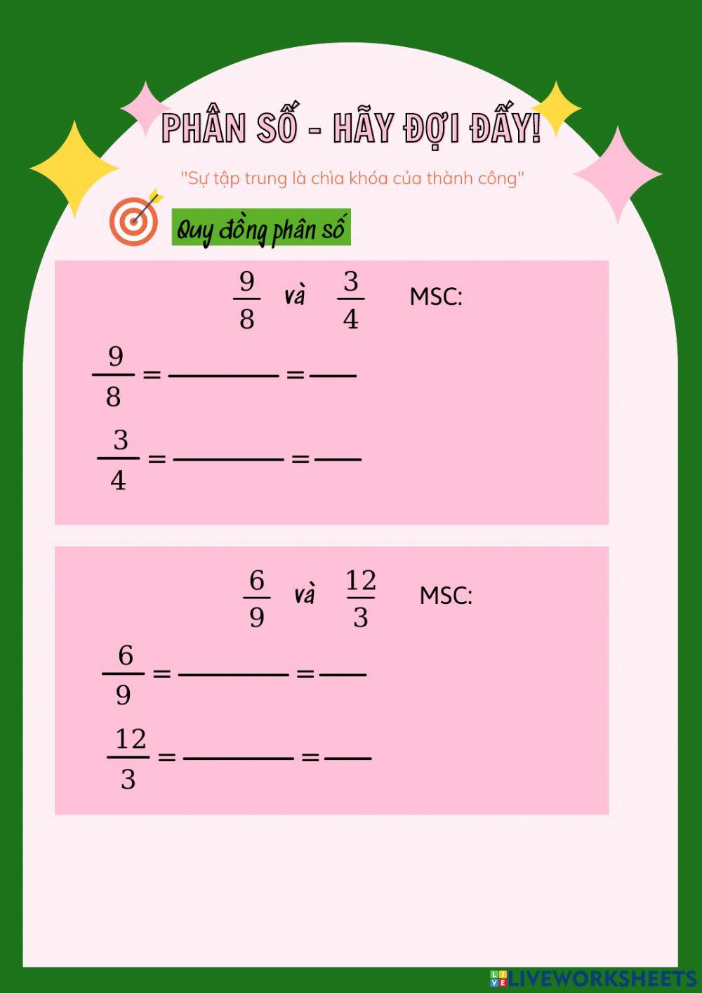 Phân số - Rút gọn - Quy đồng