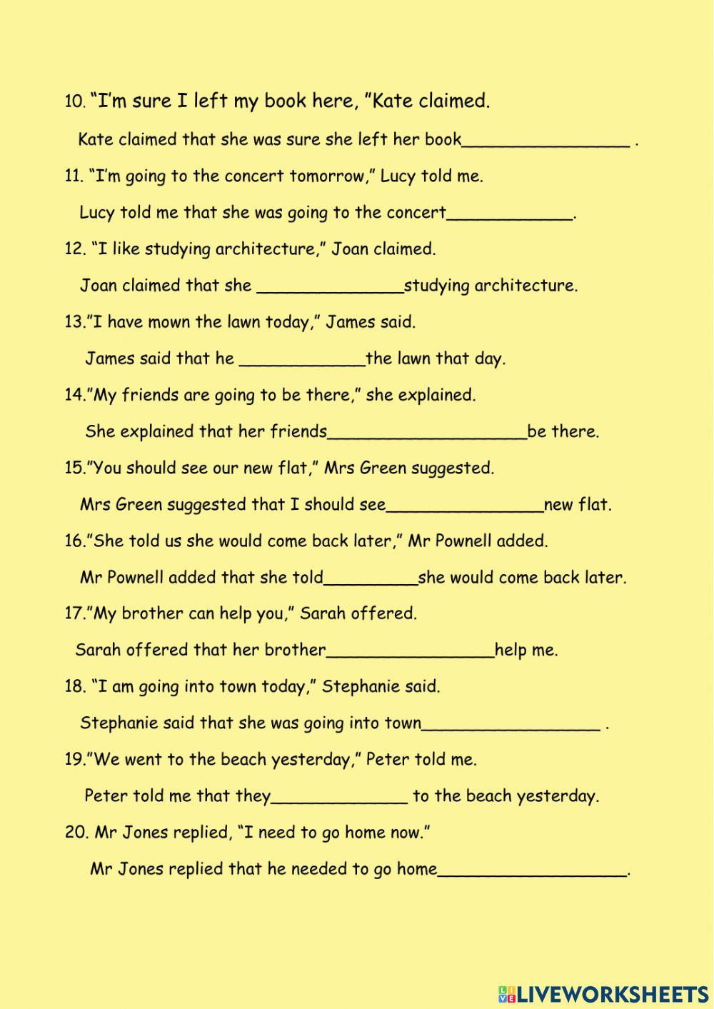 Reported Speech-statements