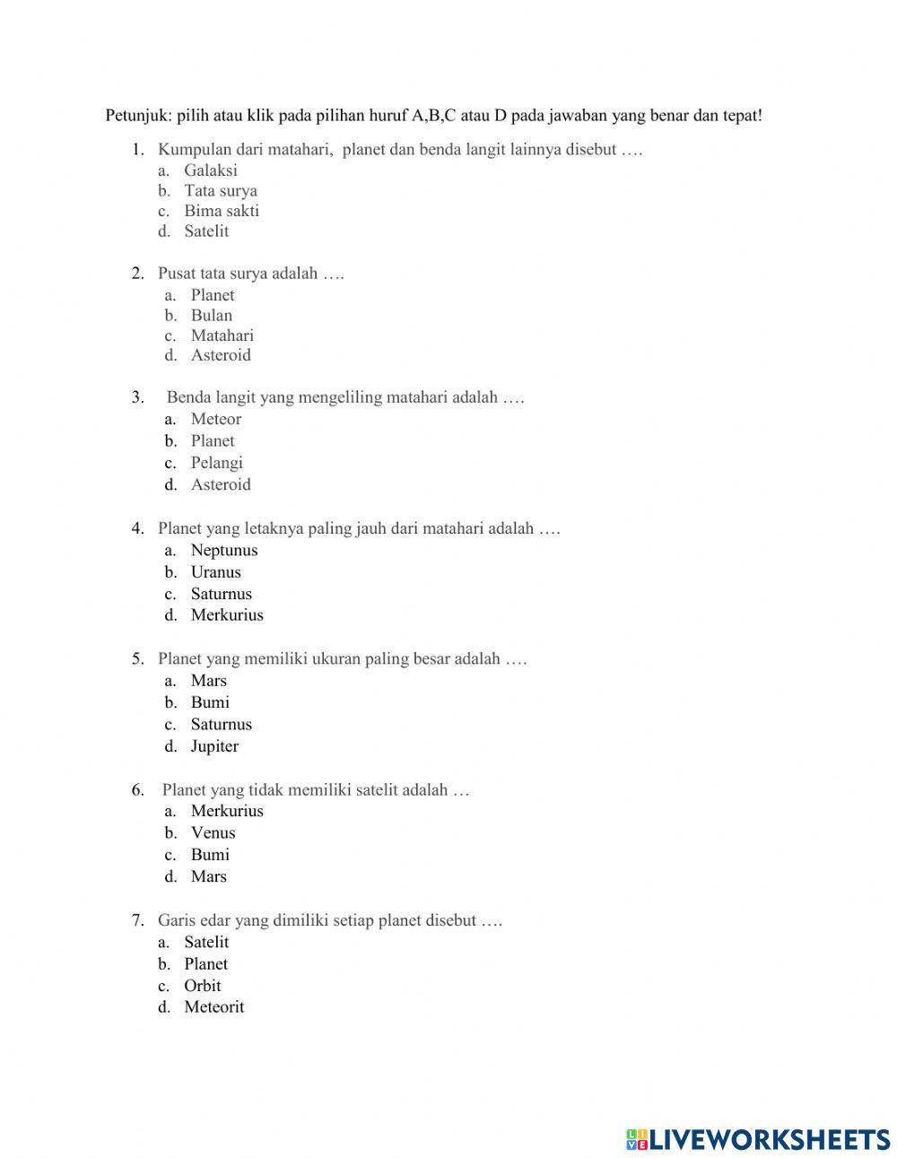 LKPD Kelas VI Tema 9 Menjelajah Angkasa Luar