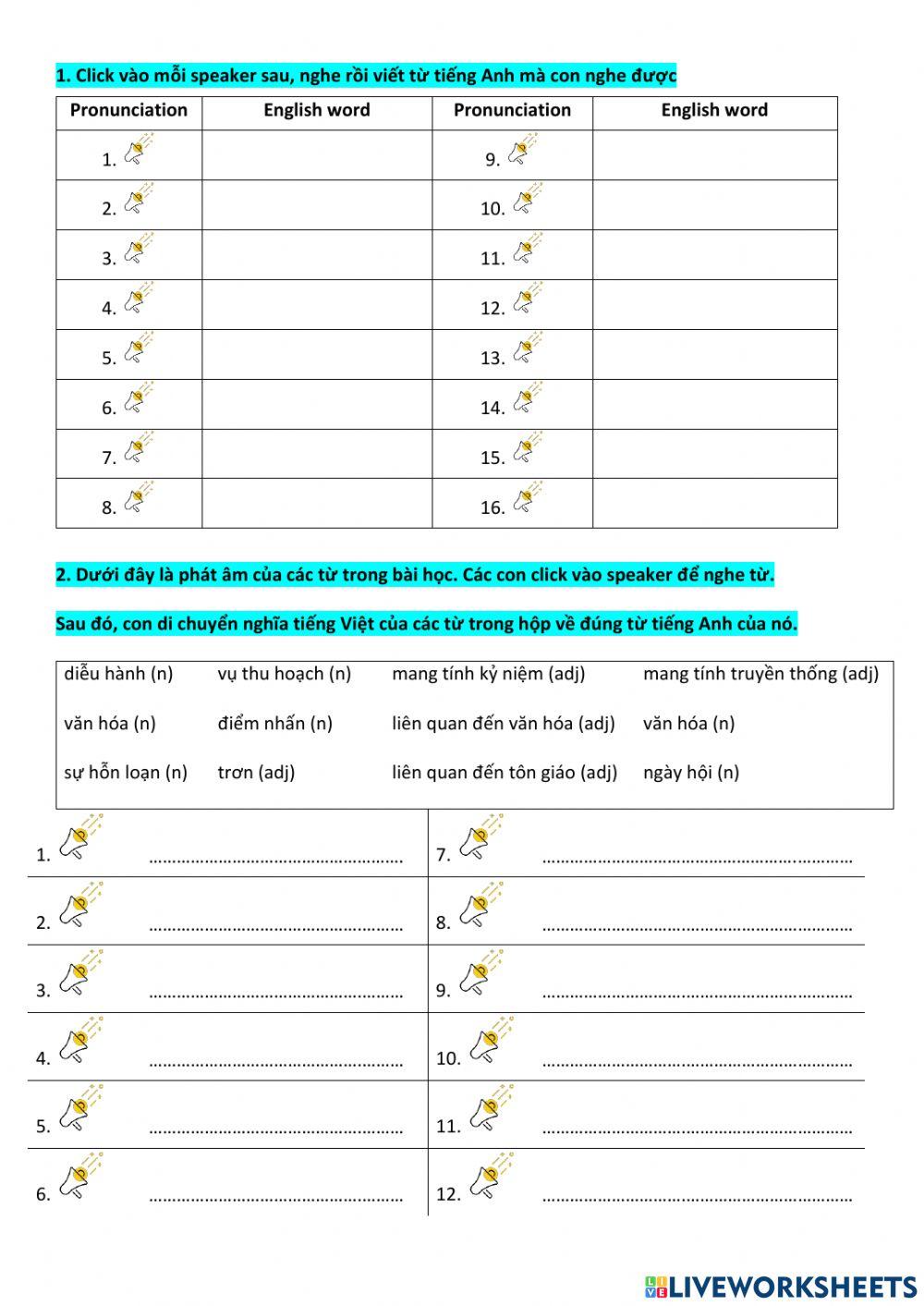 Grade 7 - Unit 9 - Vocabulary (Pro + Me)