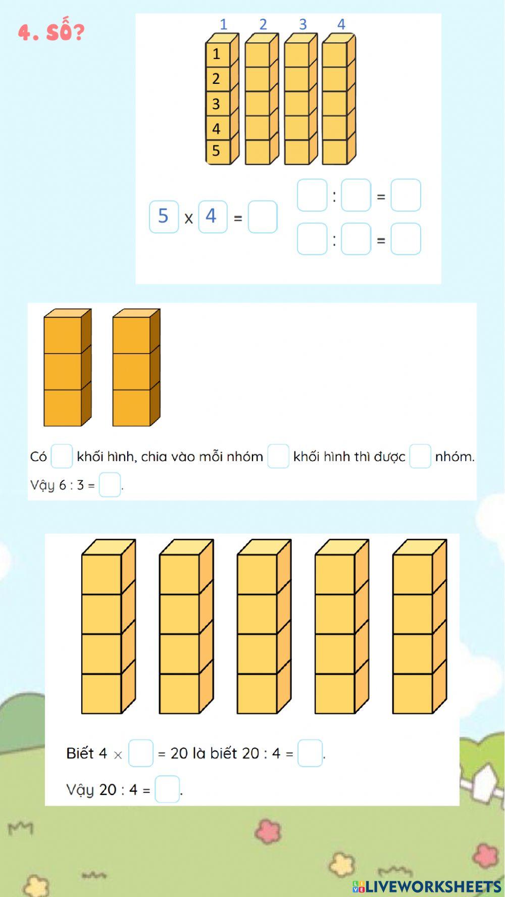 BTCT 20 - Toán interactive worksheet | Live Worksheets