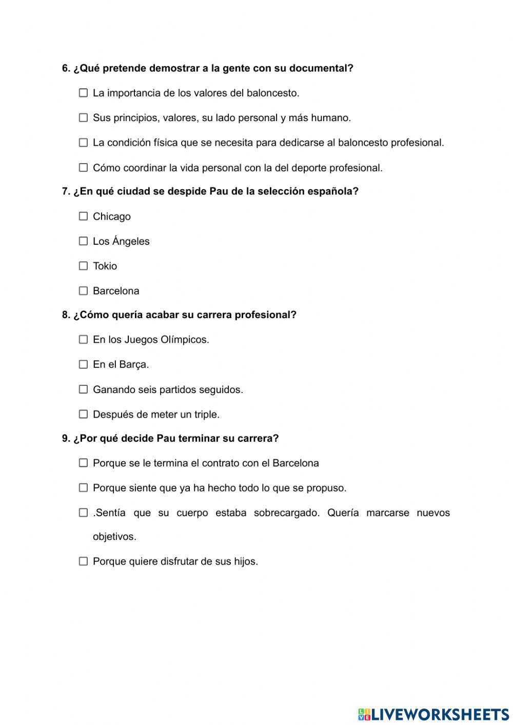 Comprensión oral: charlando tranquilamente con Pau Gasol.