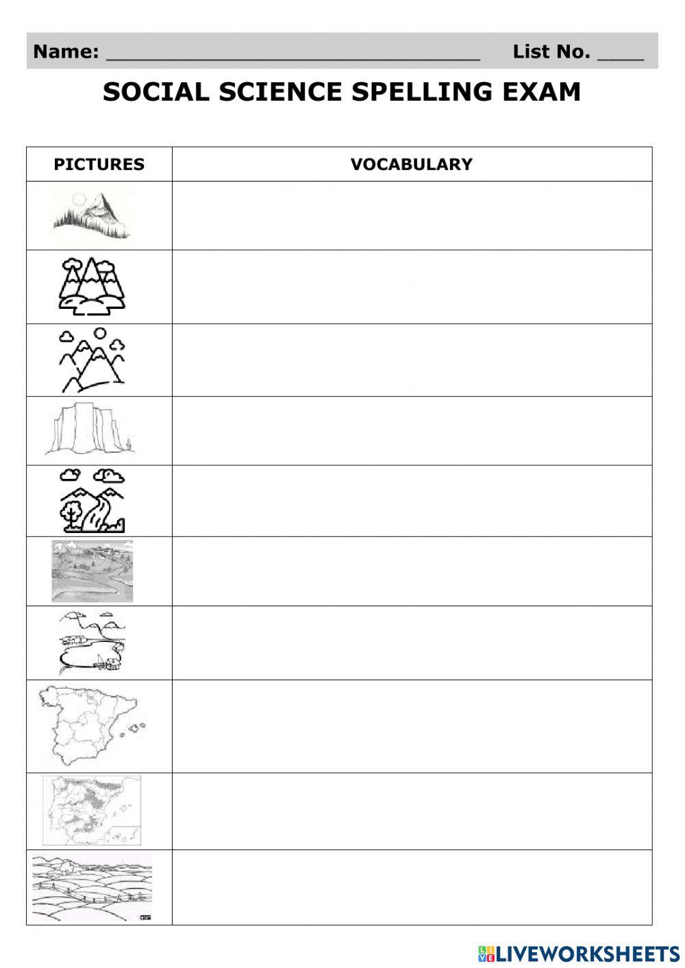 Social Spelling Test: Spain Relief