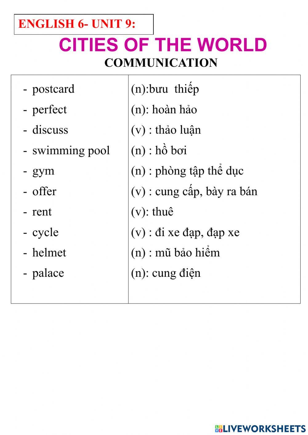 Enlish 6- unit 9- skills 1