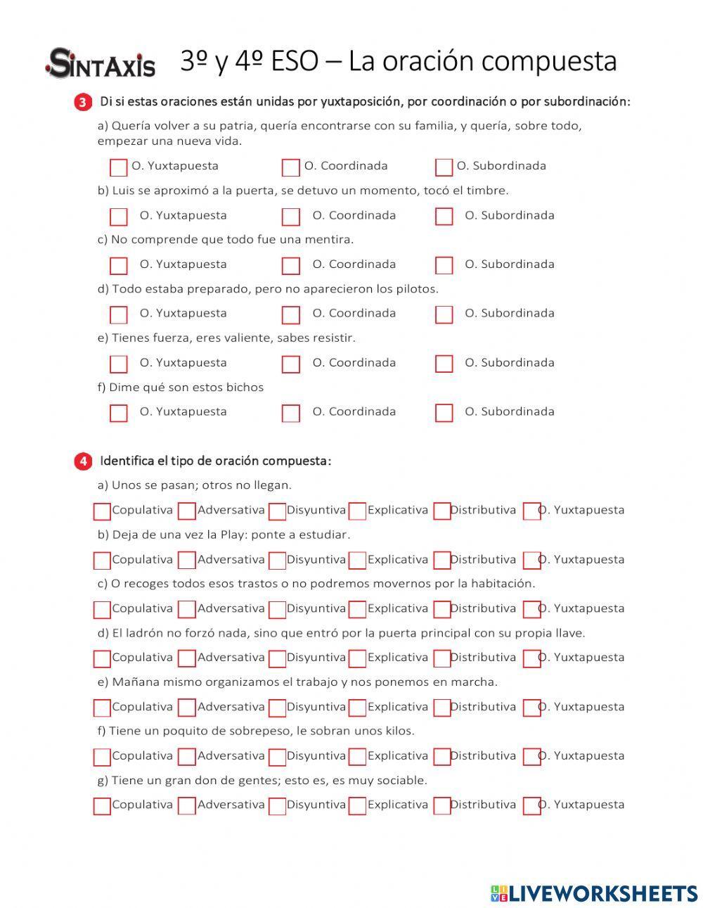 La oración compuesta: La oración yuxtapuestas y coordinadas 2