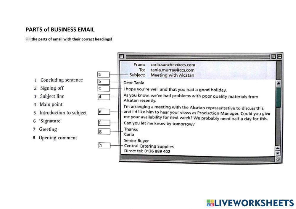 Part of Business Email