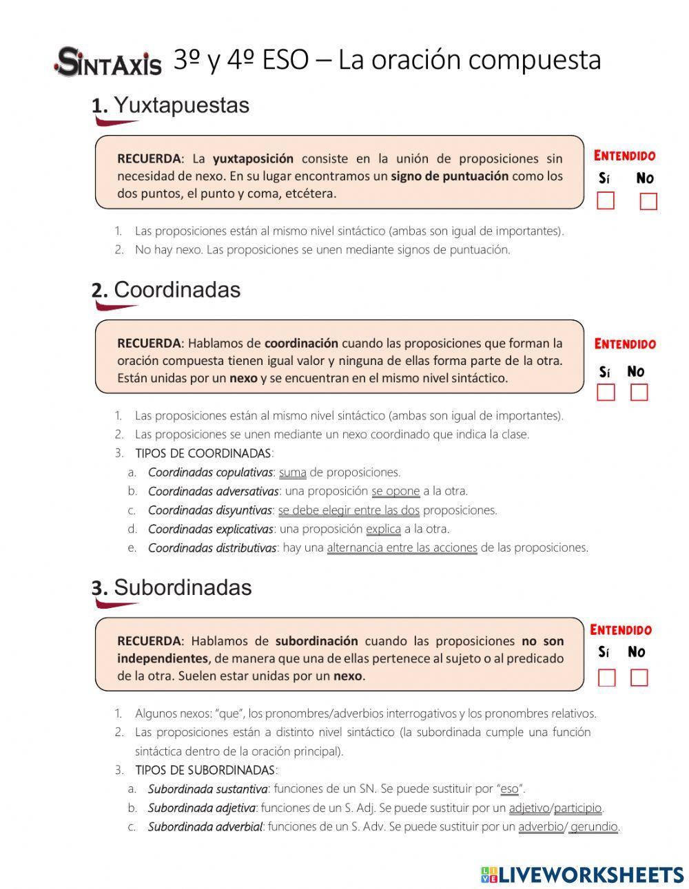 Presentamos la oración compuesta