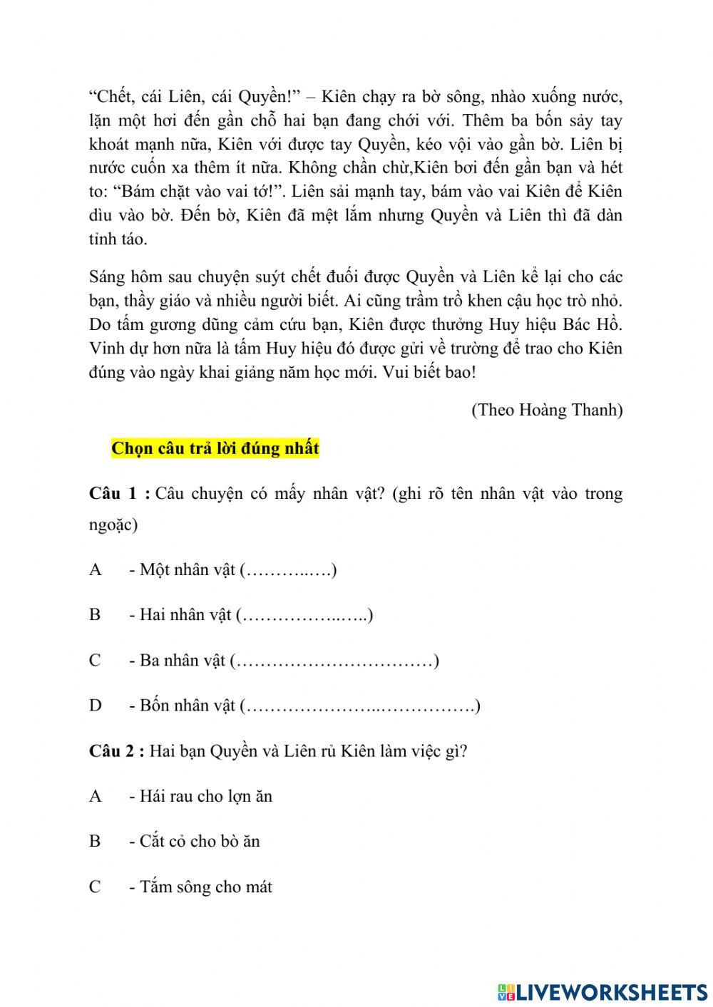 Phiếu bài tập cuối tuần 32