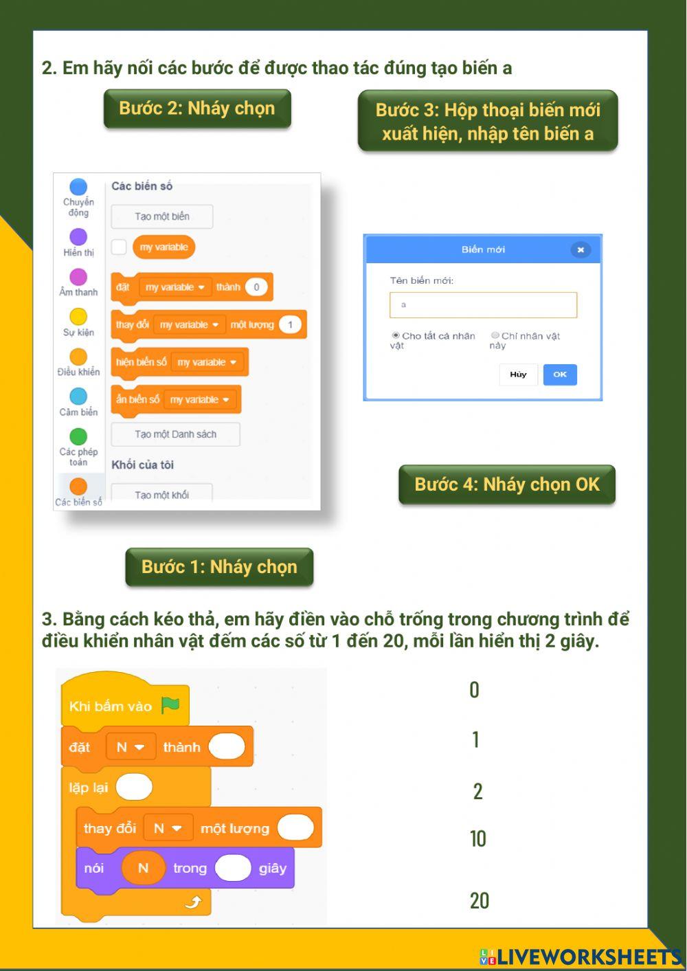 Tin học lớp 5-Tuần 20-Bài 1: Biến trong Scratch