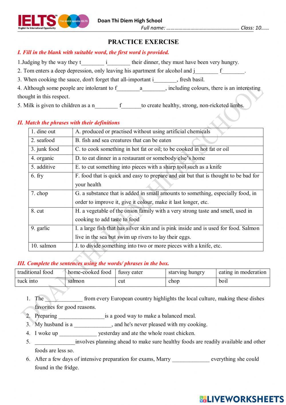 Ielts vocab - FOOD Ielts vocab - FOOD
