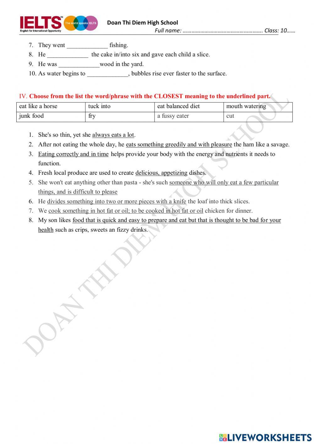 Ielts vocab - FOOD Ielts vocab - FOOD