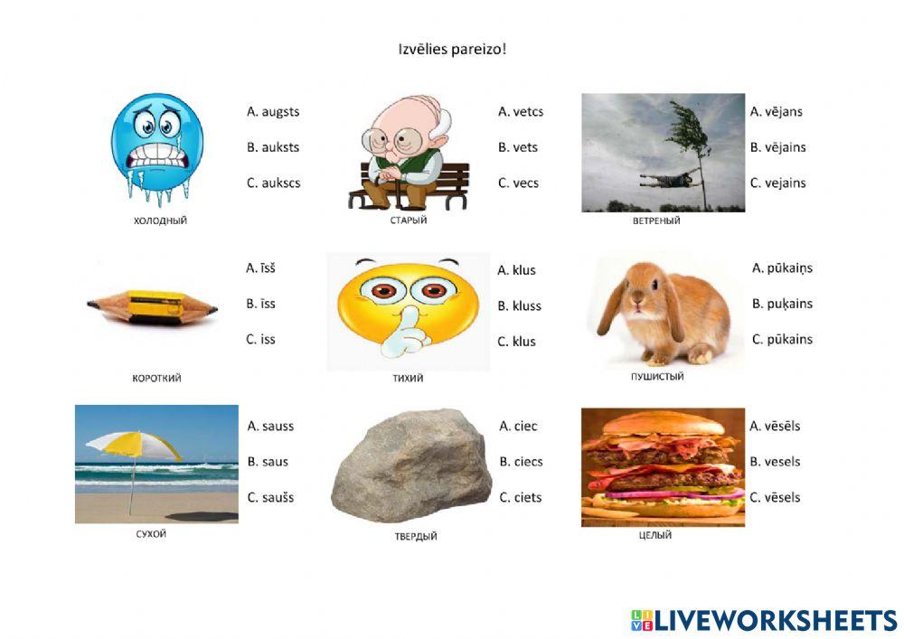 Īpašības vārdu treniņš 2. daļa