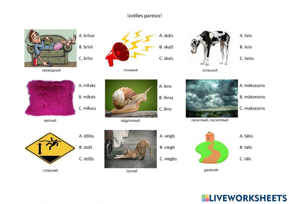 Īpašības vārdu treniņš 2. daļa