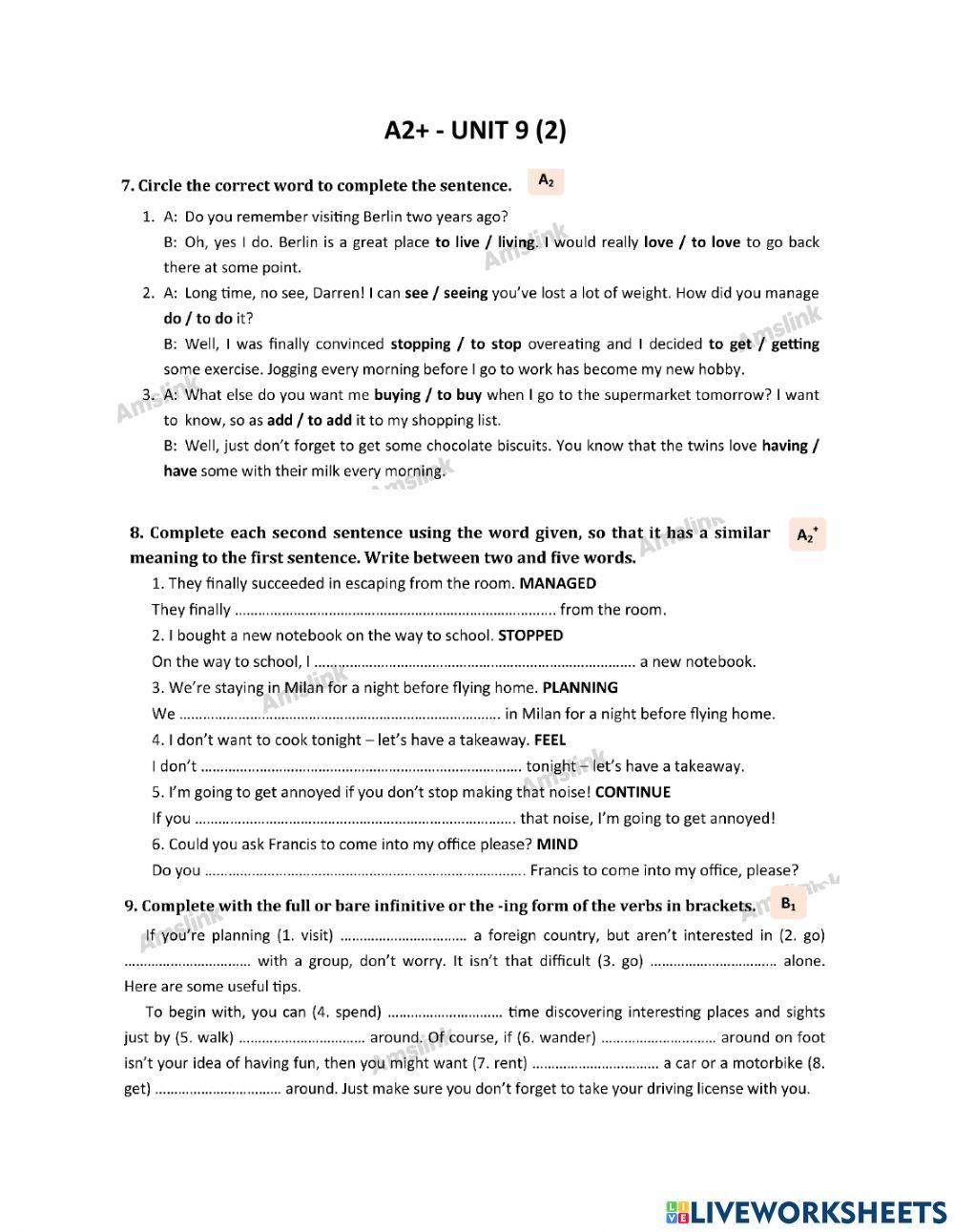 Infinitive vs Gerunds