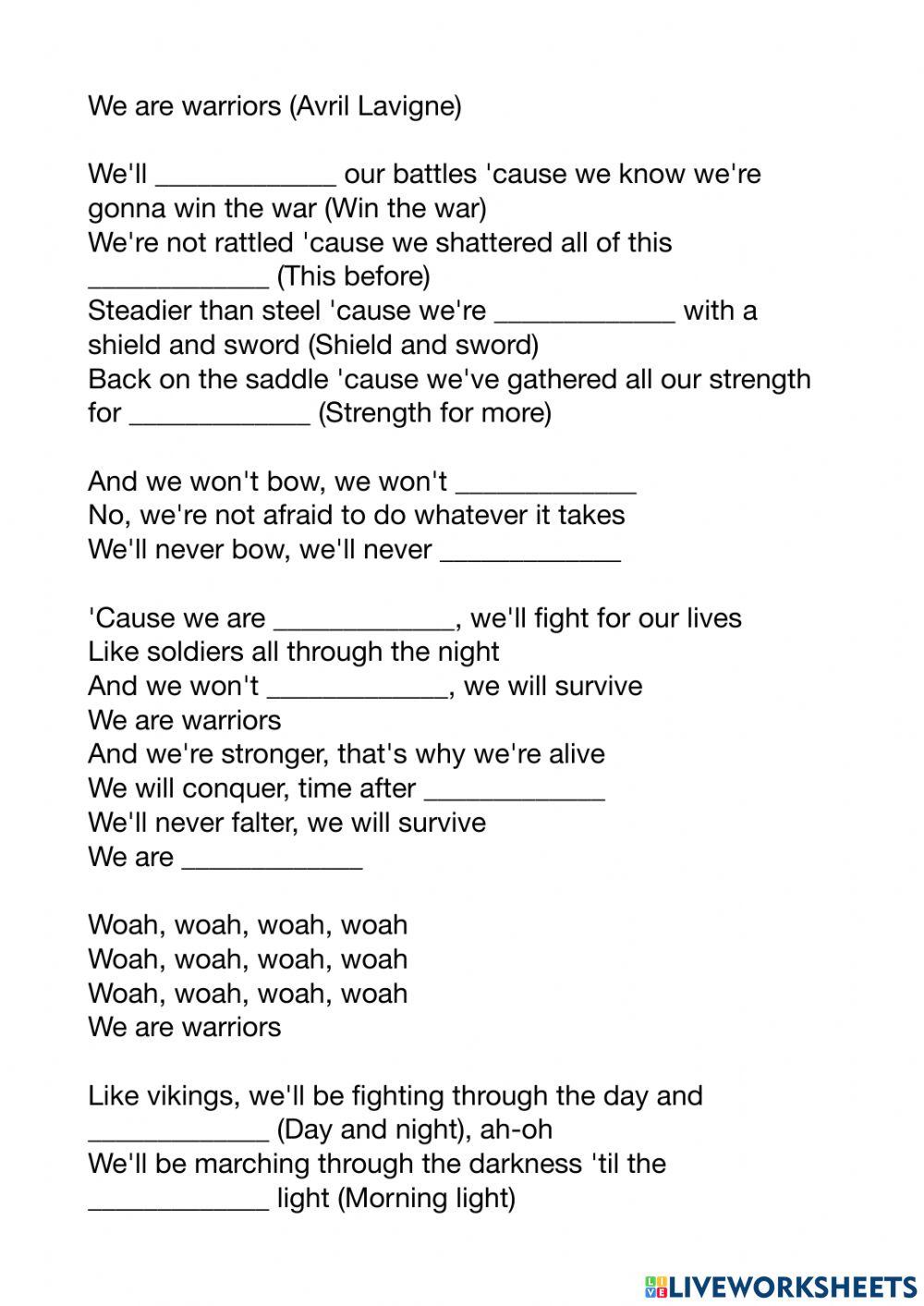 Music - We're warriors Avril