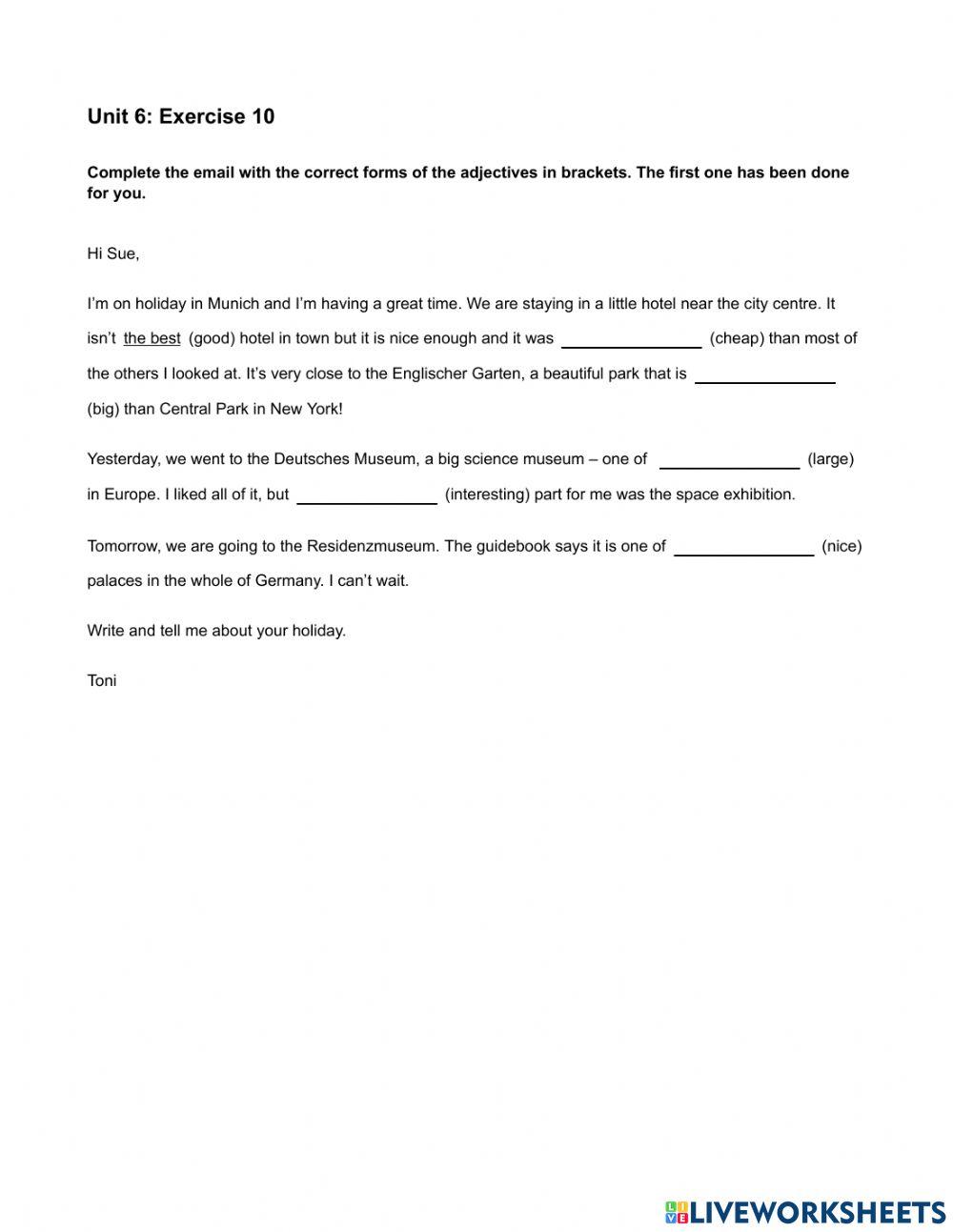 Mindset Foundation - Grammar & Vocabulary Skills Modules - Unit 6 Ex10