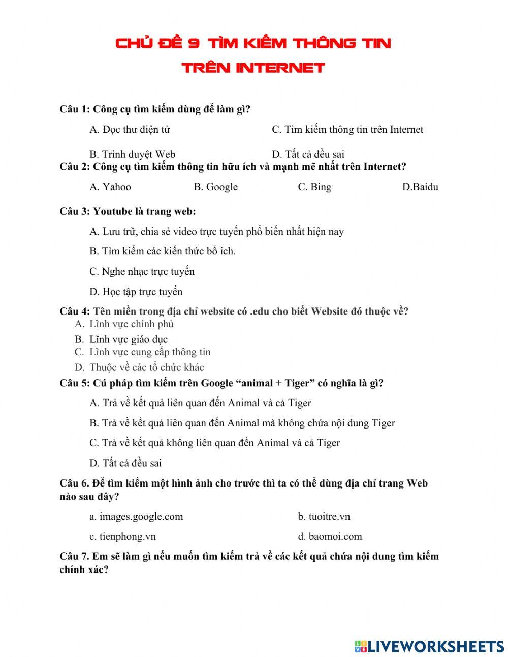 Chủ đề 9 tin học 7