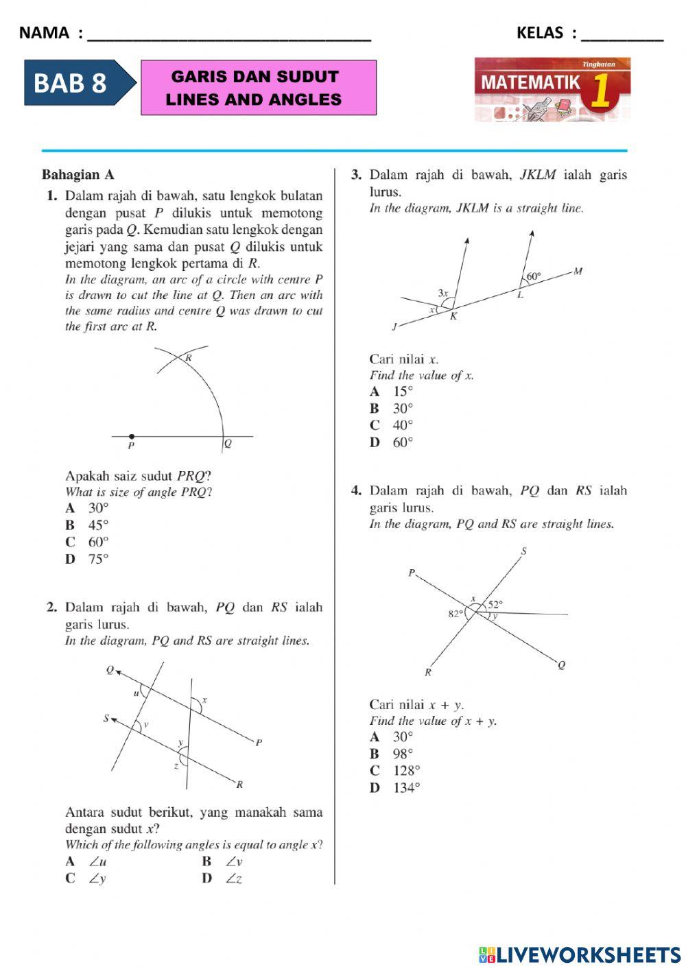 T1B8 :Garis dan Sudut