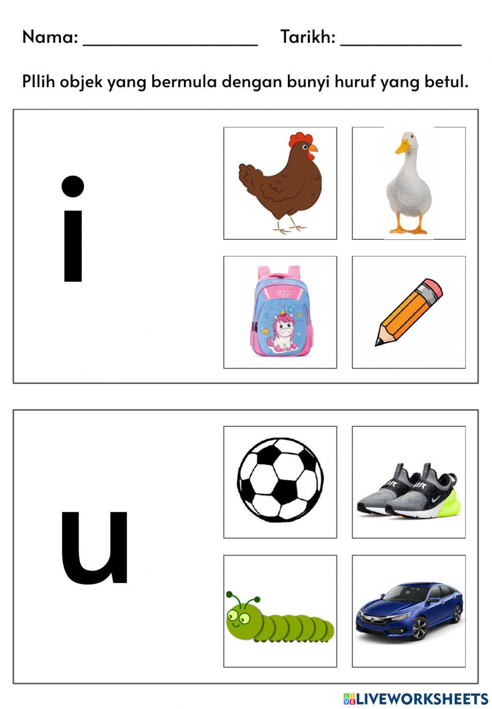 Padankan a-i-u dan jenis bentuk