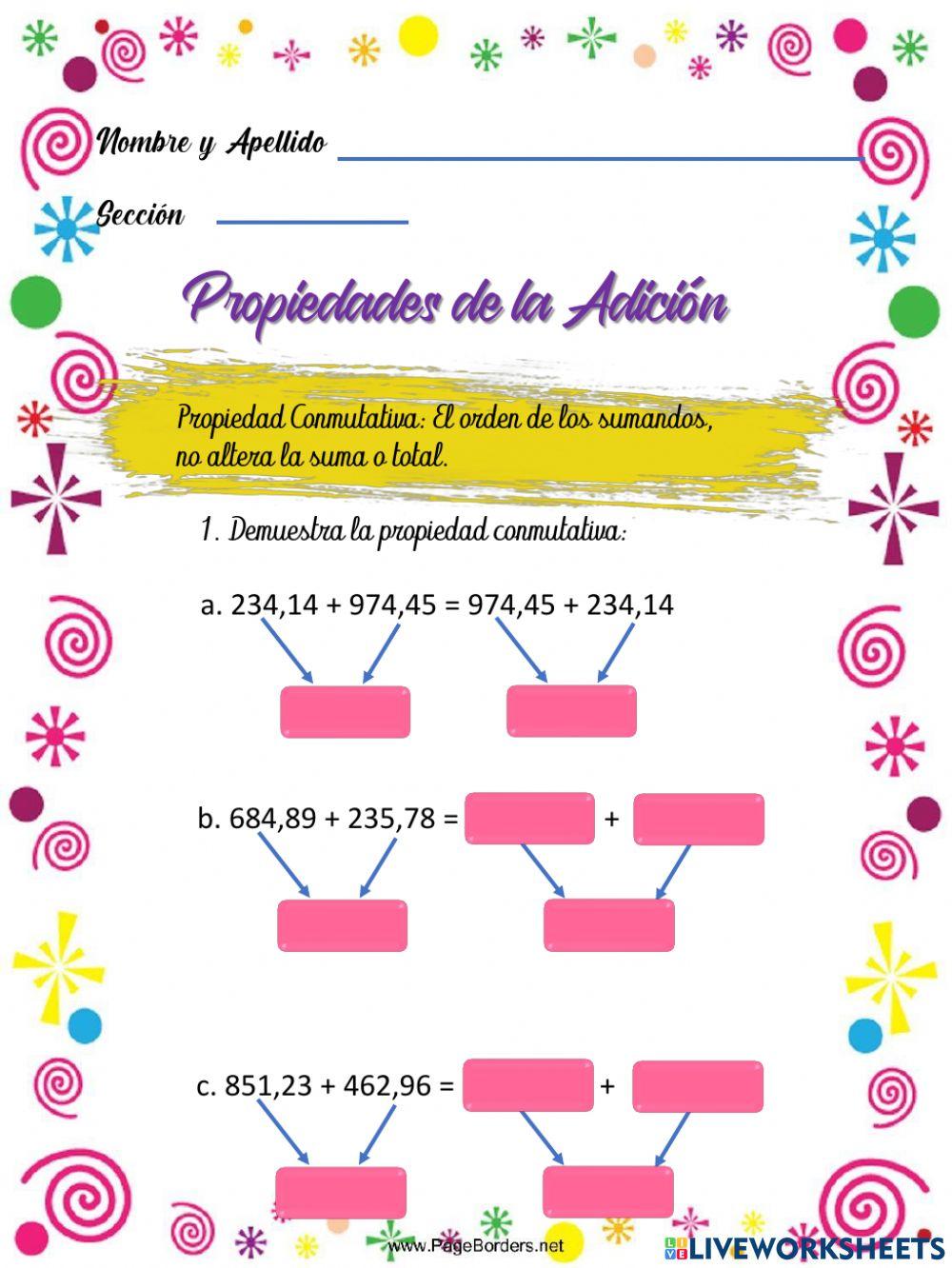 Propiedades de la adición con decimales