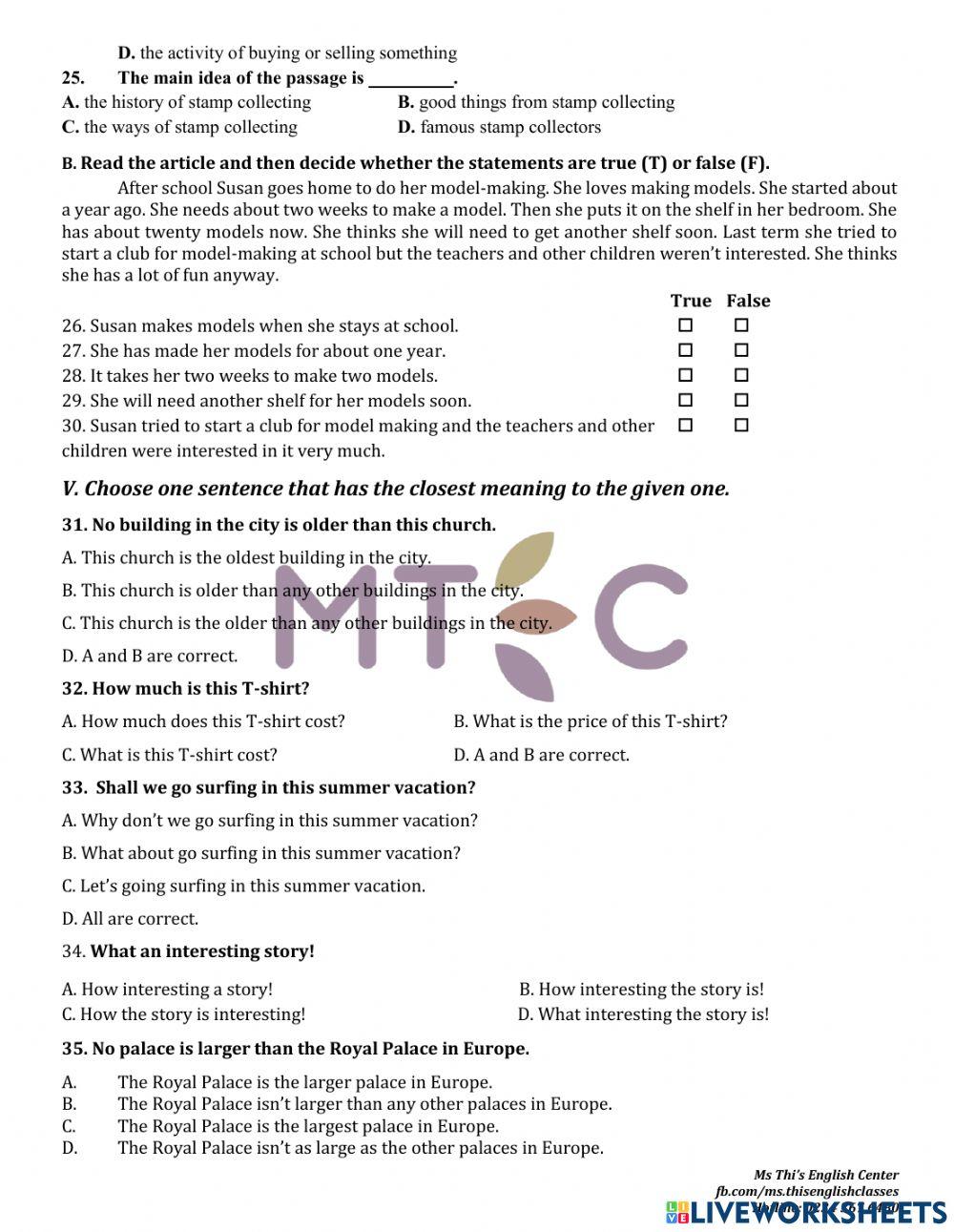 Grammar - practice test no 5