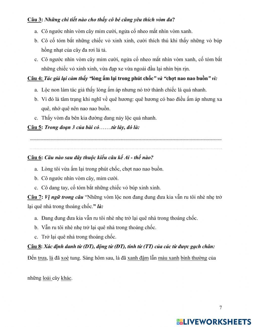 BTCT Tiếng Việt tuần 21