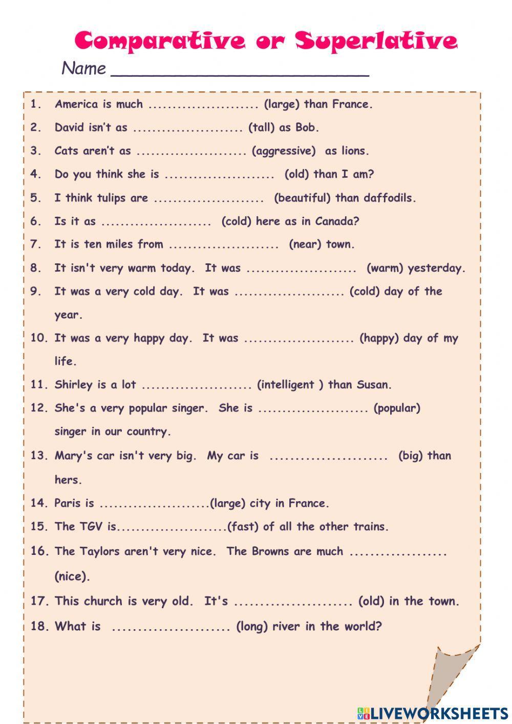 Comparative or Superlative