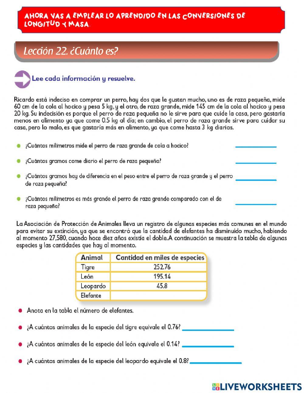 Conversión de medidas de longitud y masa