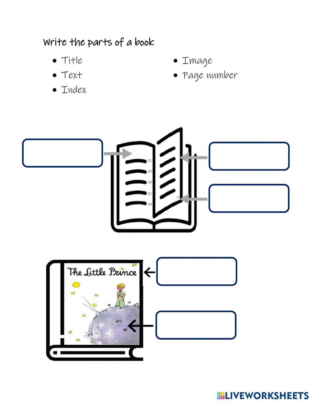 Parts Of A Book Worksheet Kindergarten Free Printable