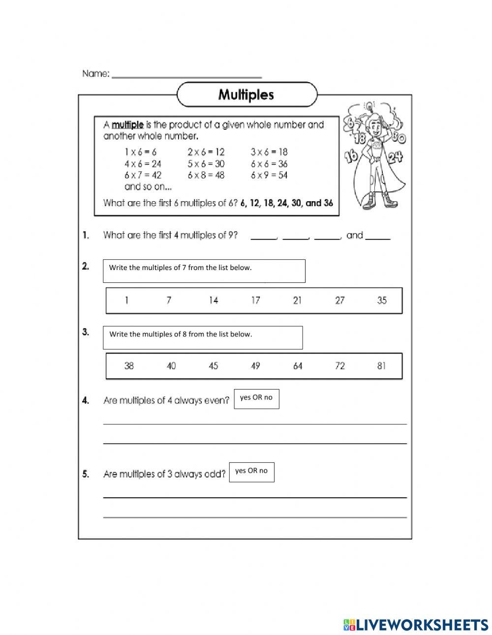 Multiples Worksheet online exercise for | Live Worksheets