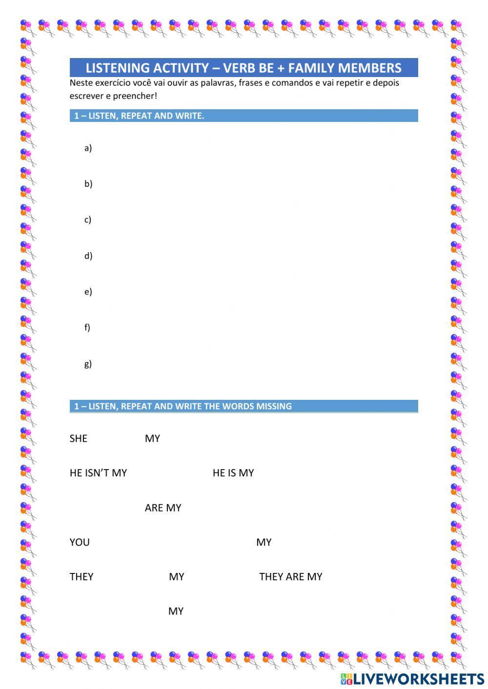 Verb to be and family members