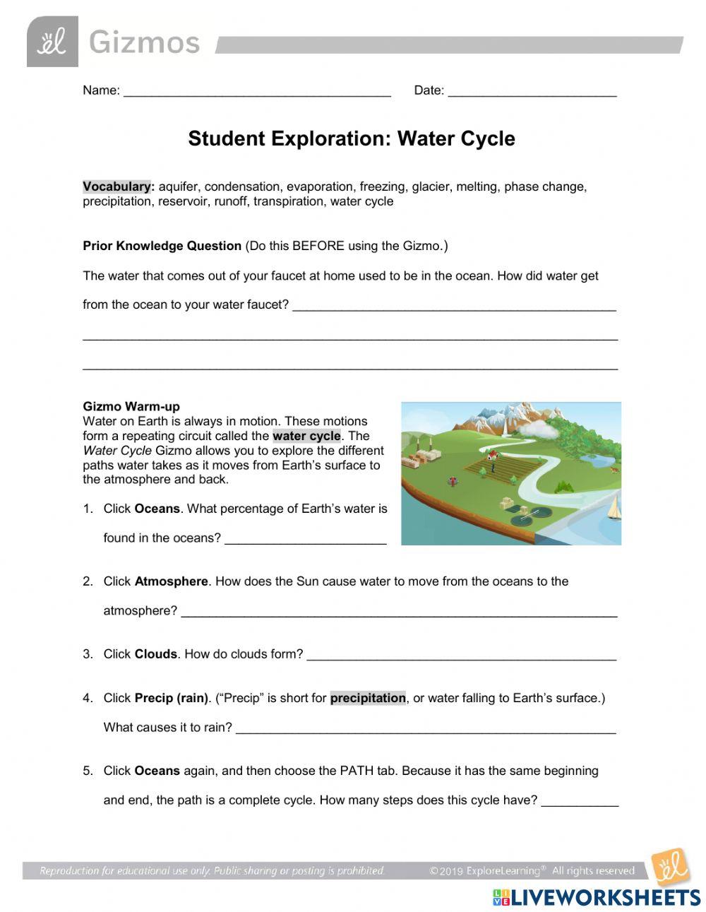 Water Cyle Gizmos Exploration Sheet