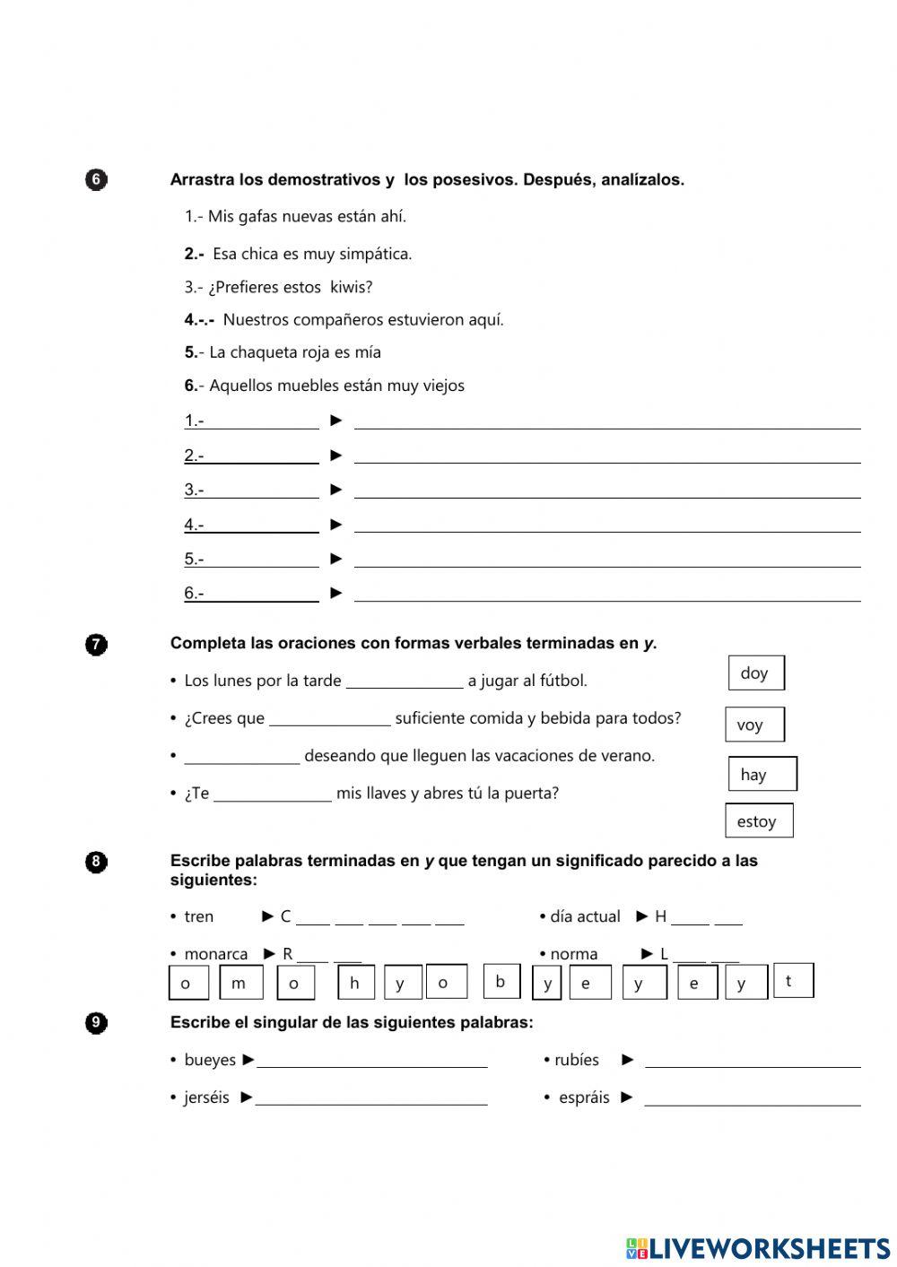 Repaso de la unidad 5 de lengua