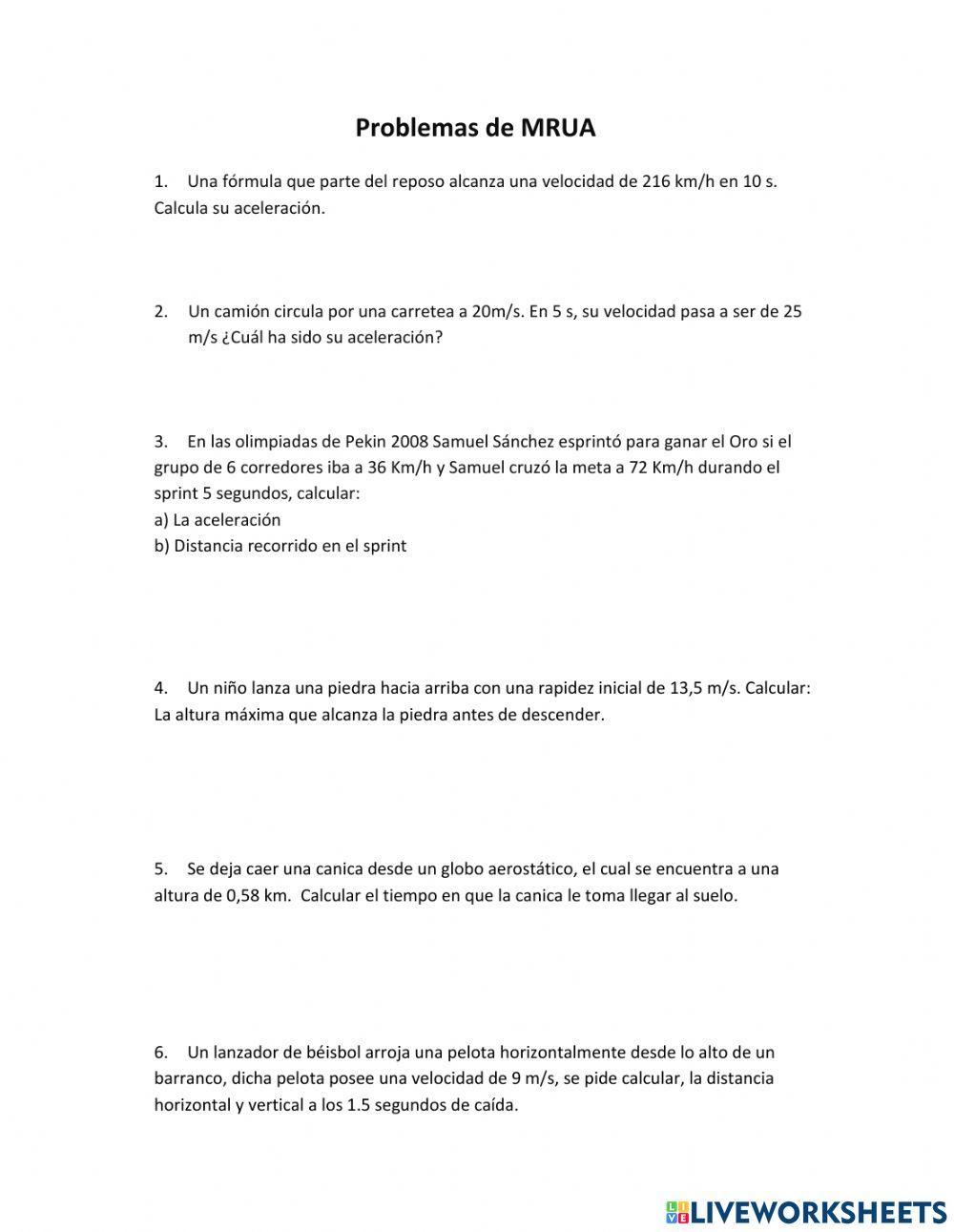 Problemas MRUA