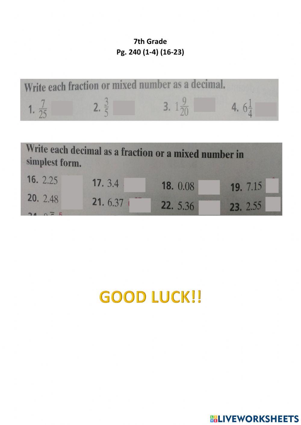 7th Pg. 240 (1-4) (16-23)