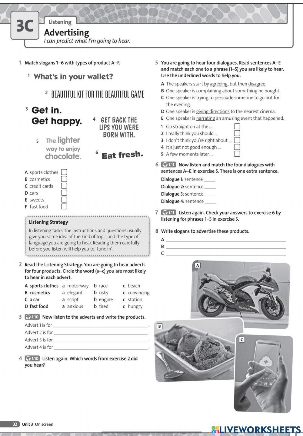 Unit 3 ex 5 8 online exercise for live worksheets