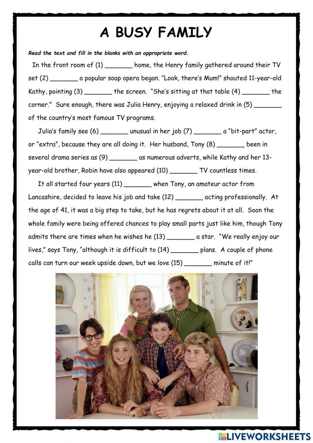 A Busy Family FCE Use of English